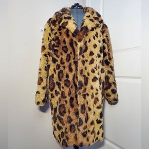 Forever 21 Leopard Long Fake Fur Coat